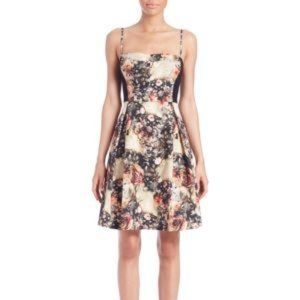 Black Halo Maiden Pleated Mini Dress in Nostalgic